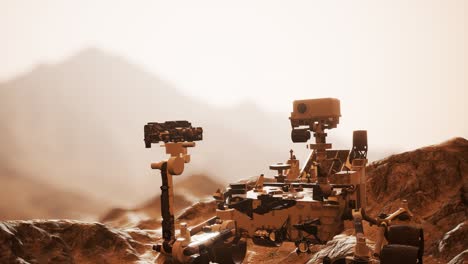 Curiosity-Mars-Rover-Erkundet-Die-Oberfläche-Des-Roten-Planeten